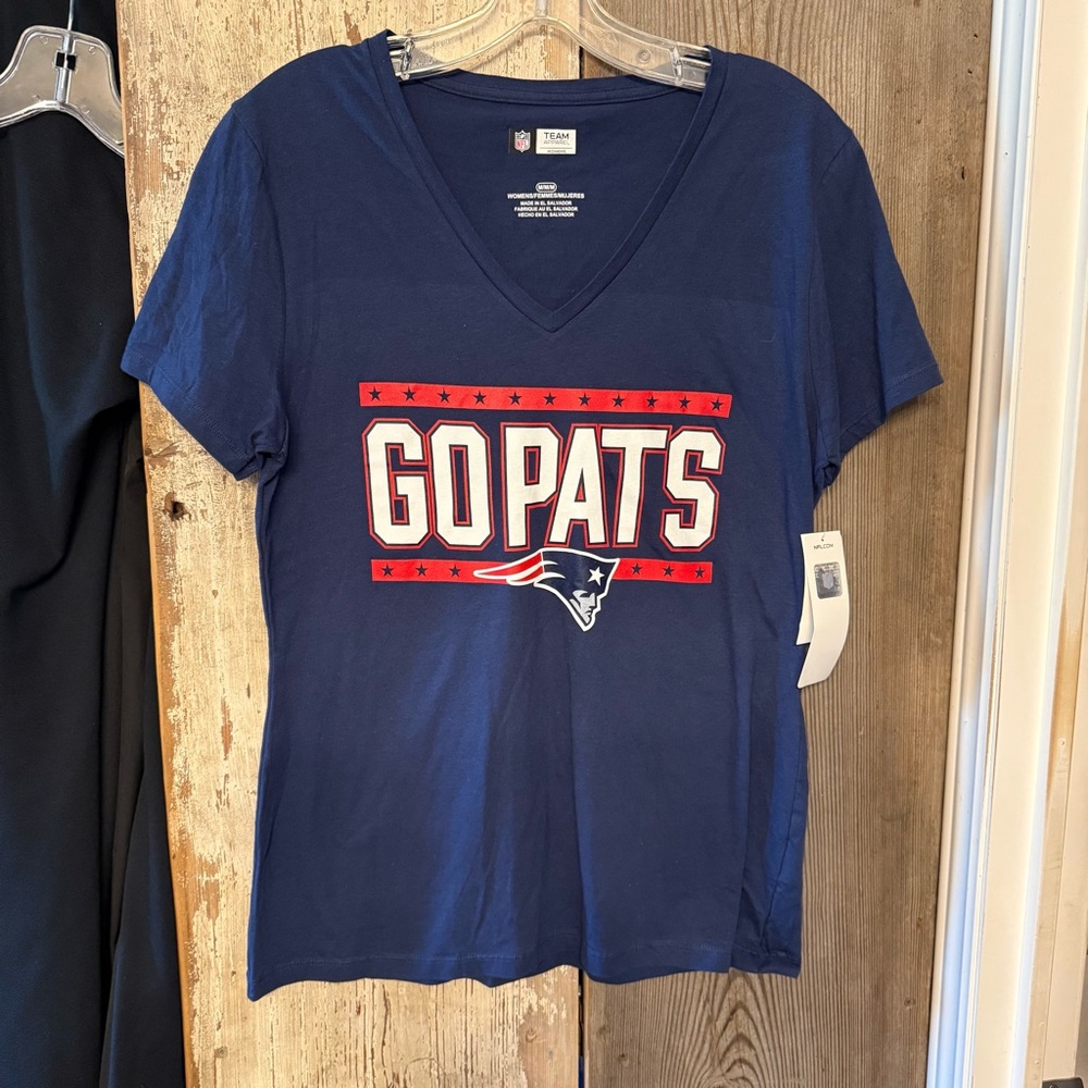 NFL Team Apparel Patriots Women's Dark Blue V-Neck